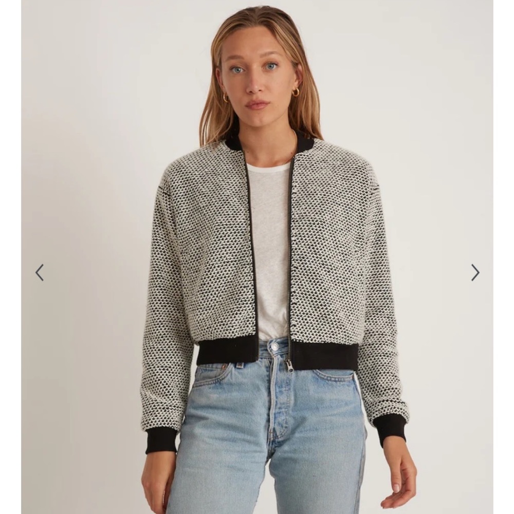 NWOT XS Marine Layer Birdseye bomber in white